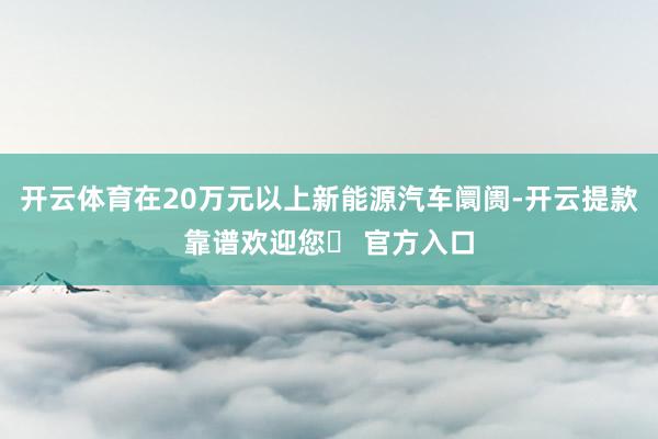 开云体育在20万元以上新能源汽车阛阓-开云提款靠谱欢迎您✅ 官方入口