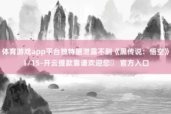 体育游戏app平台独特据泄露不到《黑传说：悟空》1/15-开云提款靠谱欢迎您✅ 官方入口