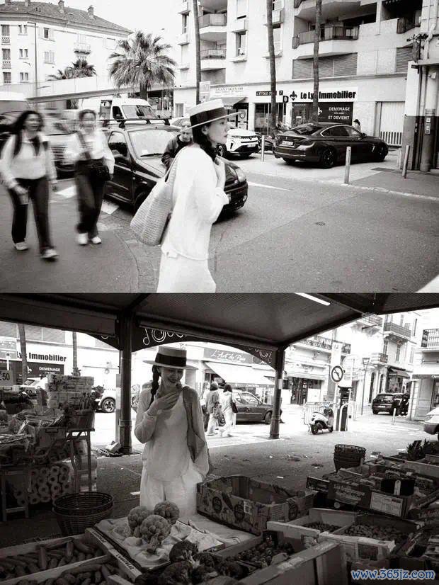 高圆圆游逛生果摊。