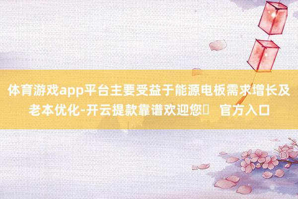 体育游戏app平台主要受益于能源电板需求增长及老本优化-开云提款靠谱欢迎您✅ 官方入口