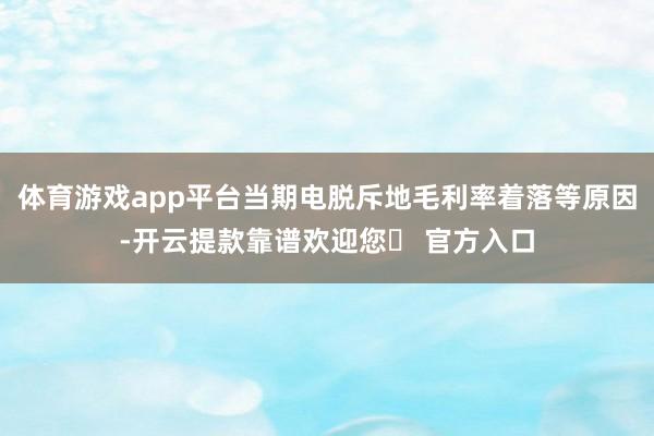 体育游戏app平台当期电脱斥地毛利率着落等原因-开云提款靠谱欢迎您✅ 官方入口