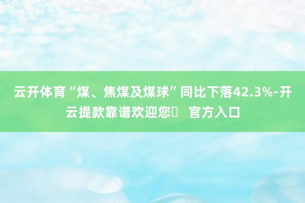 云开体育“煤、焦煤及煤球”同比下落42.3%-开云提款靠谱欢迎您✅ 官方入口