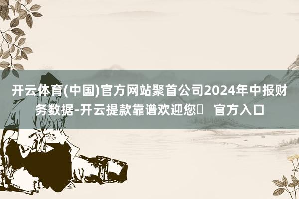 开云体育(中国)官方网站聚首公司2024年中报财务数据-开云提款靠谱欢迎您✅ 官方入口